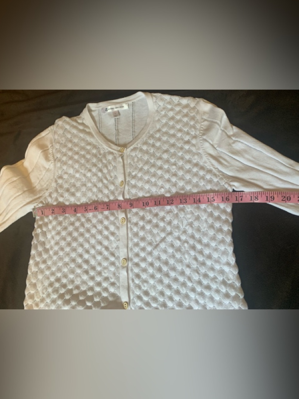 BROOKS BROTHERS ladies pure white lightweight eyelet cardigan size Large LNWOT - Picture 7 of 9